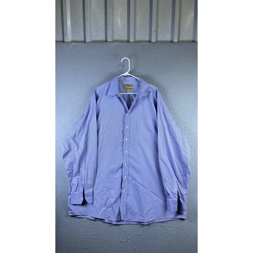 Roundtree & Yorke Dress Shirt Mens 18.5 37 Tall Purple Excellent Non-Iron Cotton